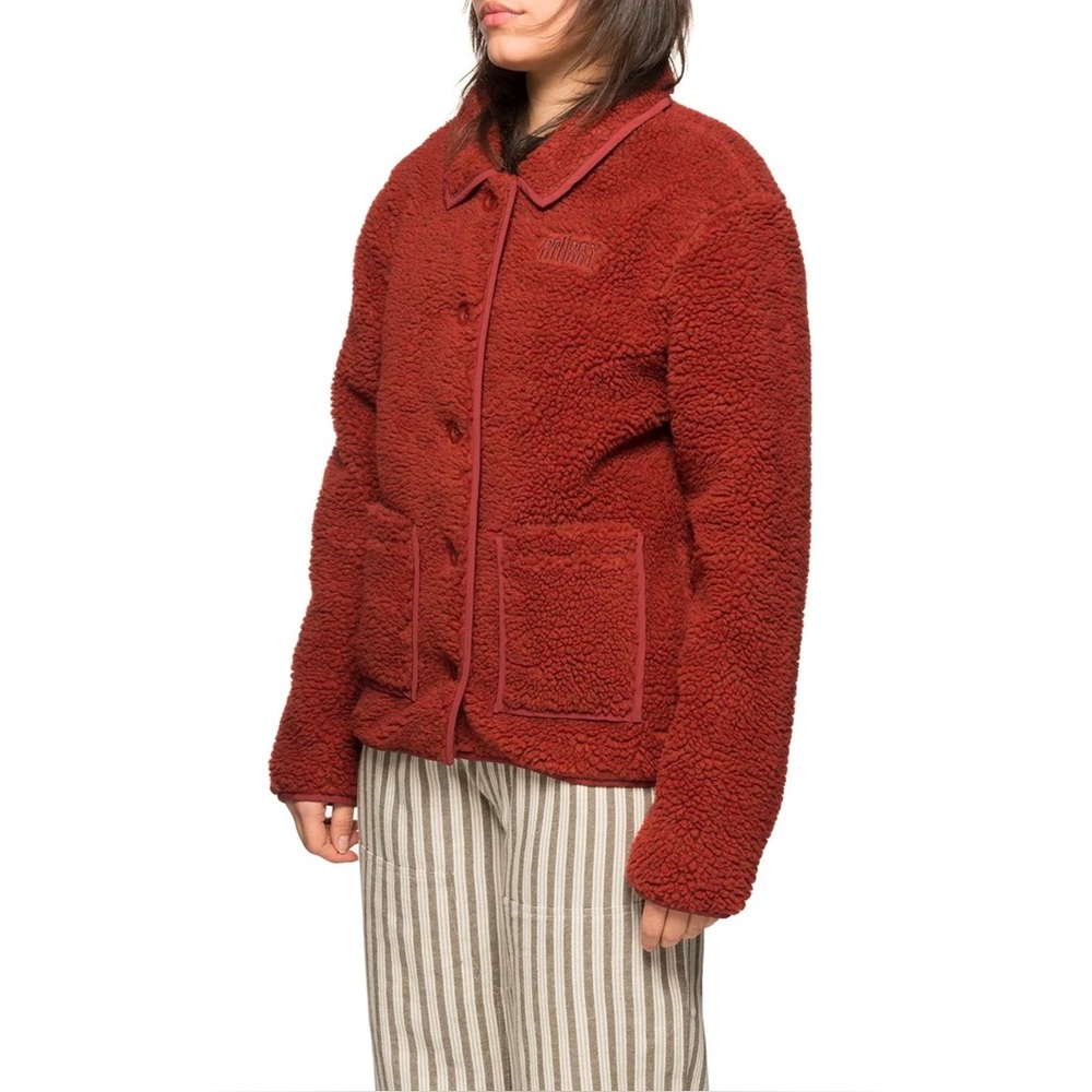 Stüssy Clay Sherpa Fleece Button Down Teddy Jacket Size XS - Picture 2 of 10
